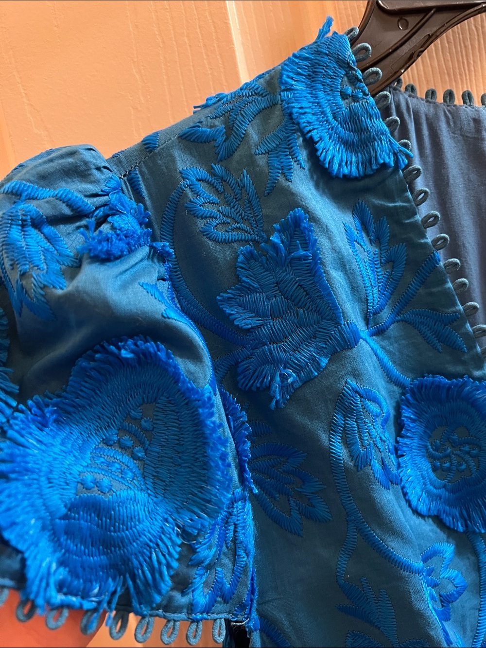 Blue Textured Floral Midi Dress - Picture 5 of 5